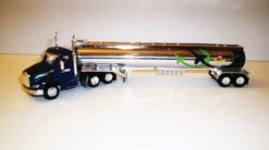 Trucks N Stuff 095 - Peterbilt 579 Day-Cab Tractor With Gas Tank Trailer - Assembled -- Flyers Transport (blue, Green, Black, Yellow, Chrome) - HO Scale