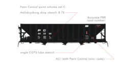 Arrowhead Models 1010-3 - Commitee Design Hopper Paint Scheme Set #C Penn Central (PC) 443993 - HO Scale