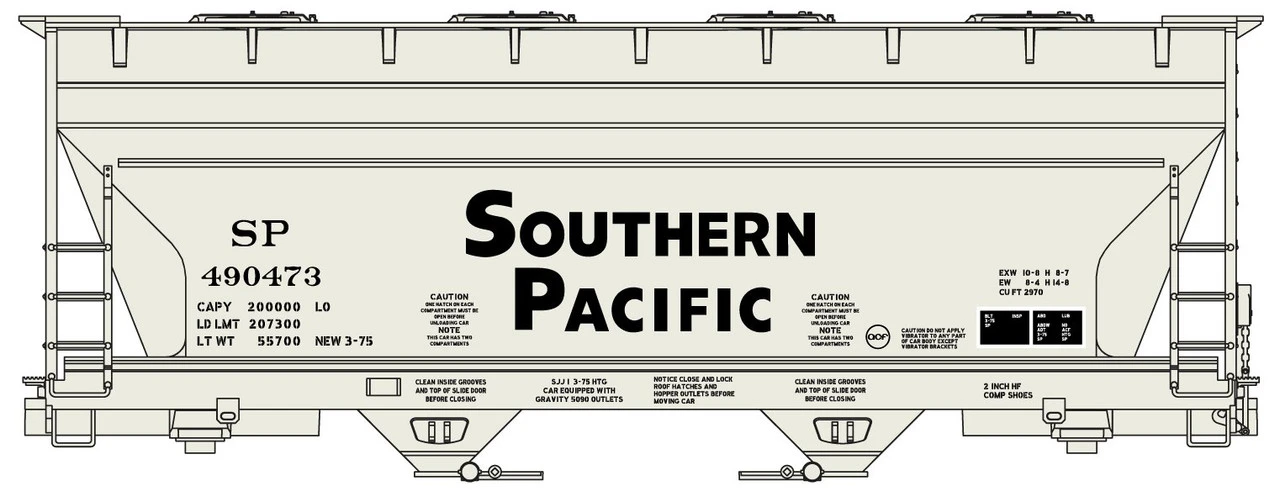 Accurail 2211 - 2-Bay ACF Covered Hopper Southern Pacific (SP) 490473 - HO Scale Kit 1 Accurail 2211 - 2-Bay ACF Covered Hopper Southern Pacific (SP) 490473 - HO Scale Kit