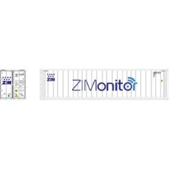 Atlas 20006731 - 40' Refrigerated Container [3-PACKS] ZIM (Monitor) Set #2 (White/Blue) ZIM (Monitor) (ZMOU) 8817477, 8817522, 8817630 - HO Scale
