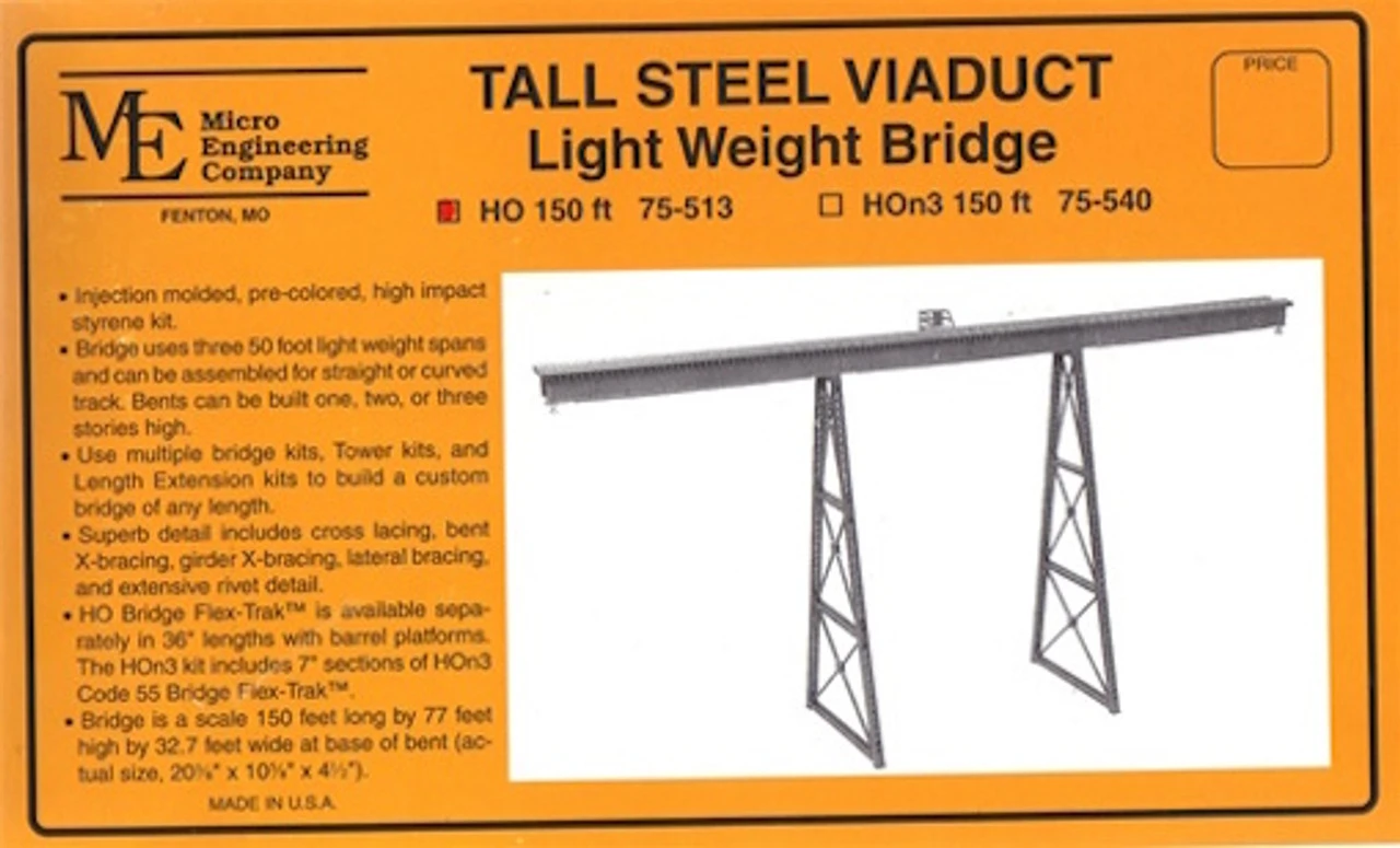 Micro Engineering 75-513 - Tall Steel Viaduct Light Weight, 150ft W/bents - HO Scale 1 Micro Engineering 75-513 - Tall Steel Viaduct Light Weight, 150ft W/bents - HO Scale