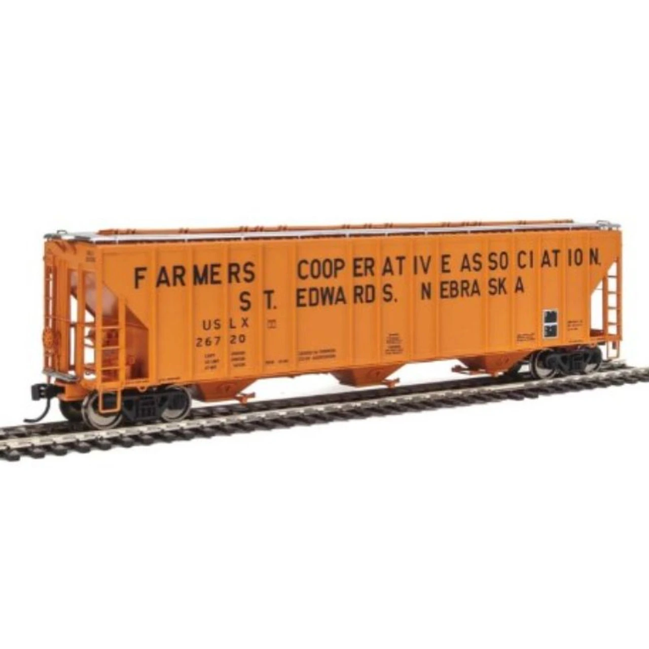Walthers Proto 920-106158 - 55' Evans 4780 Cubic Foot 3-Bay Covered Hopper Famers Co-op Association (USLX) 26720 - HO Scale 1 Walthers Proto 920-106158 - 55' Evans 4780 Cubic Foot 3-Bay Covered Hopper Famers Co-op Association (USLX) 26720 - HO Scale