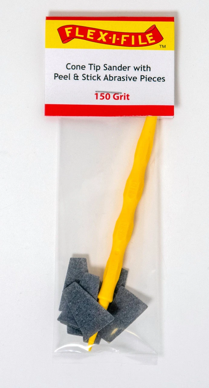 Flex-i-File CS150 - Cone-Tip Sander -- 150 Grit Abrasive Pieces (10) & Handle 1 Flex-i-File CS150 - Cone-Tip Sander -- 150 Grit Abrasive Pieces (10) & Handle