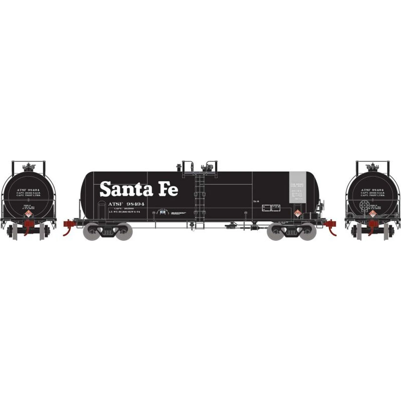Athearn RTR 15946 - RTC 20,900 Gallon Tank Atchison, Topeka And Santa Fe (ATSF) 98494 - HO Scale 1 Athearn RTR 15946 - RTC 20,900 Gallon Tank Atchison, Topeka And Santa Fe (ATSF) 98494 - HO Scale