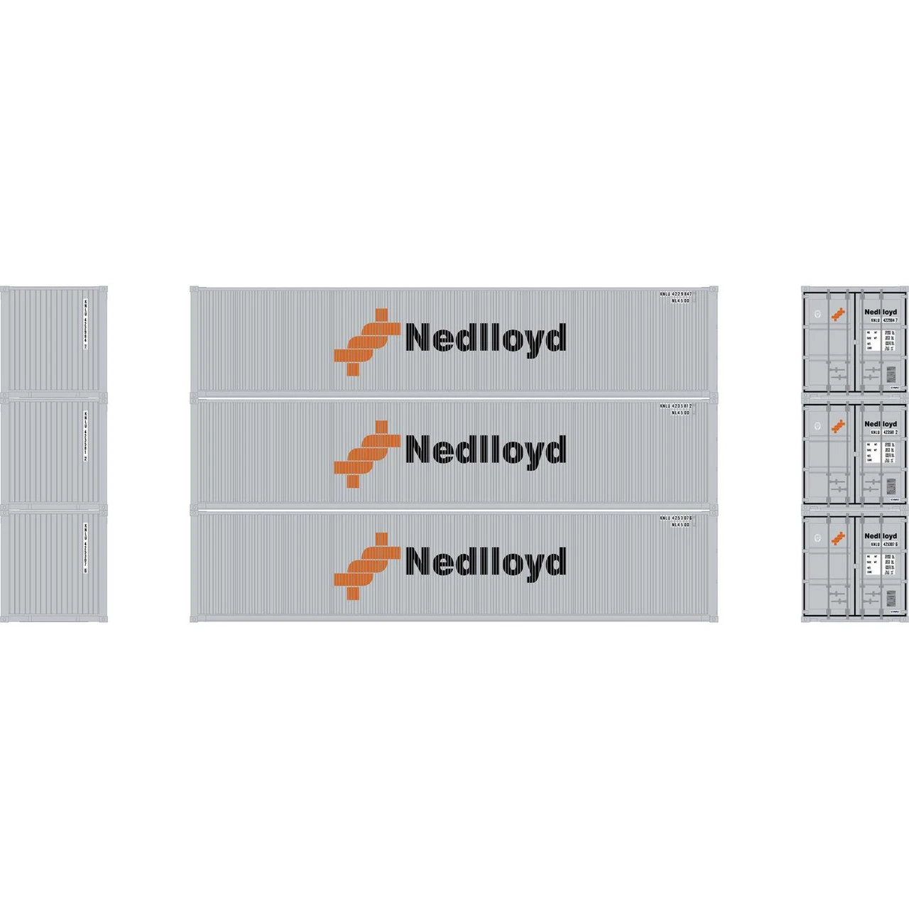 Athearn RTR 27055 - 40' Corrugated Low-Cube Container (3) Nedlloyd - HO Scale 1 Athearn RTR 27055 - 40' Corrugated Low-Cube Container (3) Nedlloyd - HO Scale