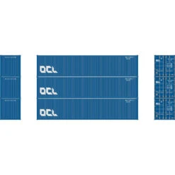 Athearn RTR 27058 - 40' Corrugated Low-Cube Container (3) Overseas Containers Limited - HO Scale