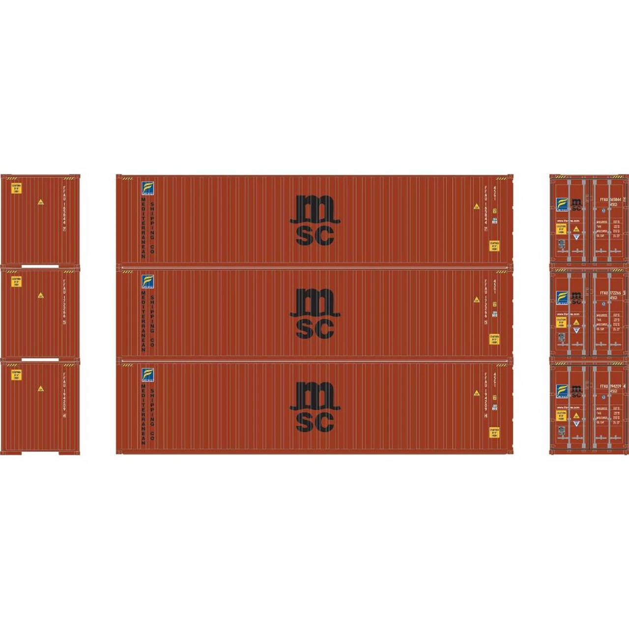 Athearn 17439 - 40' Corrugated Container (3) MSC - N Scale 1 Athearn 17439 - 40' Corrugated Container (3) MSC - N Scale