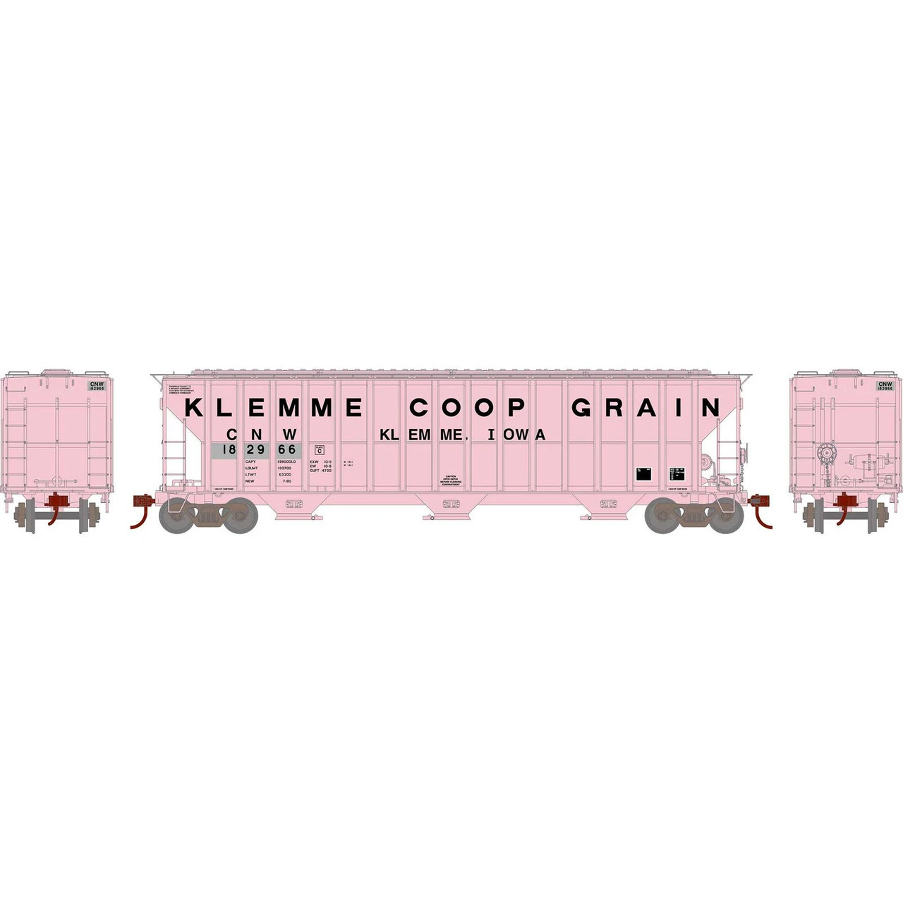Athearn RTR 81584 - FMC 4700 Covered Hopper Klemme CO-OP 182966 (CNW Patched) - HO Scale 1 Athearn RTR 81584 - FMC 4700 Covered Hopper Klemme CO-OP 182966 (CNW Patched) - HO Scale