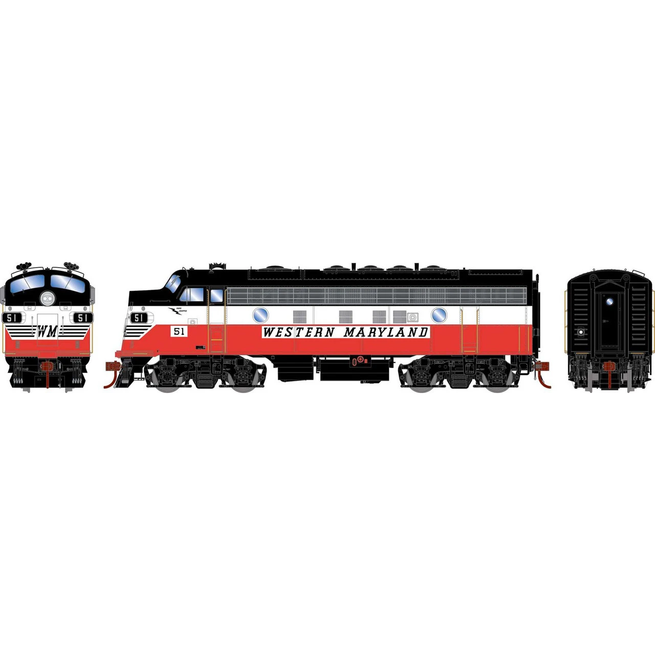 Athearn Genesis 19352 - EMD F3A Western Maryland (WM) 51 - HO Scale 1 Athearn Genesis 19352 - EMD F3A Western Maryland (WM) 51 - HO Scale