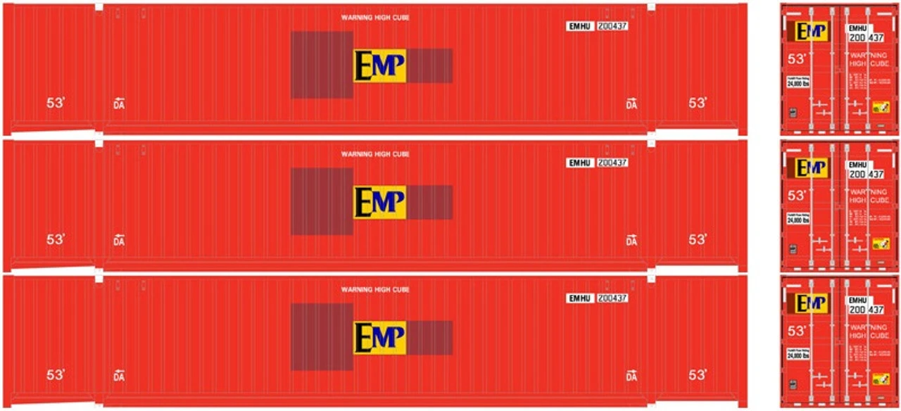 Atlas 20006664 - 53' JINDO Container (3) EMP - HO Scale 1 Atlas 20006664 - 53' JINDO Container (3) EMP - HO Scale