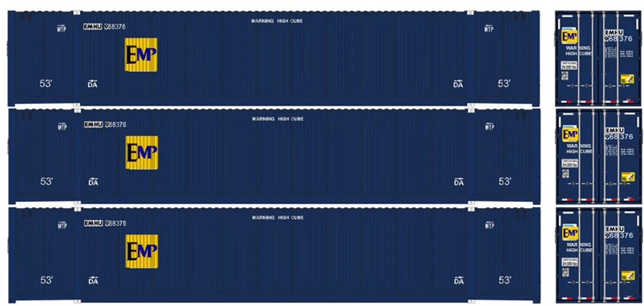 Atlas 20006677 - 53' CIMC Container (3) EMP - HO Scale 1 Atlas 20006677 - 53' CIMC Container (3) EMP - HO Scale