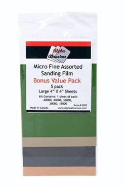 Alpha Abrasives 0202 - Micro Fine Assorted Sanding Film - Sheets - 4 X 4" 10.2 X 10.2cm