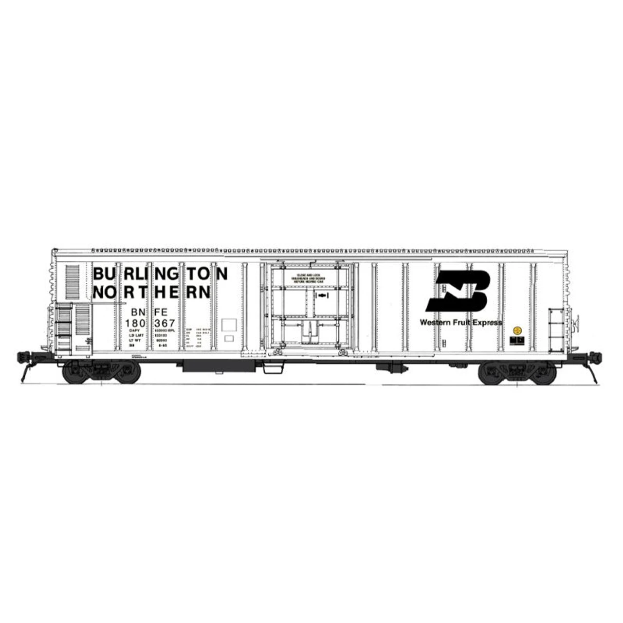 InterMountain 3482602 - R-70-15 Refrigerator Car - White Burlington Northern (BNFE) 180388 - HO Scale 1 InterMountain 3482602 - R-70-15 Refrigerator Car - White Burlington Northern (BNFE) 180388 - HO Scale