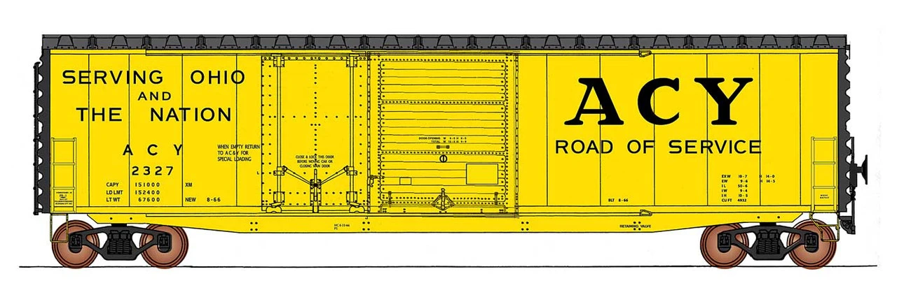 InterMountain 45633-03 - 50' PS-1 Double Door Boxcar Akron, Canton And Youngstown (ACY) 2327 - HO Scale 1 InterMountain 45633-03 - 50' PS-1 Double Door Boxcar Akron, Canton And Youngstown (ACY) 2327 - HO Scale