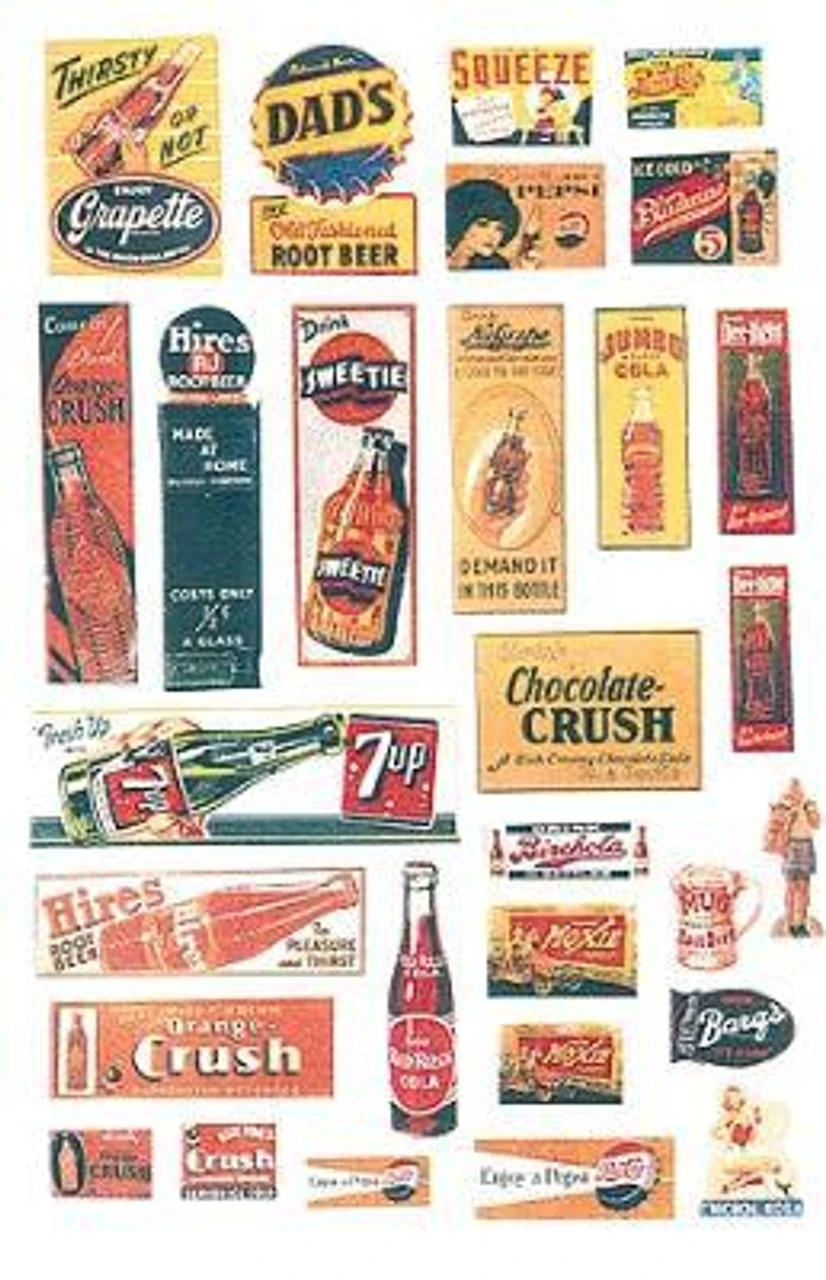JL Innovative 406 - Uncommon & Unusual Soft Drink Signs 1940s-50s (54 Signs) - HO Scale 1 JL Innovative 406 - Uncommon & Unusual Soft Drink Signs 1940s-50s (54 Signs) - HO Scale