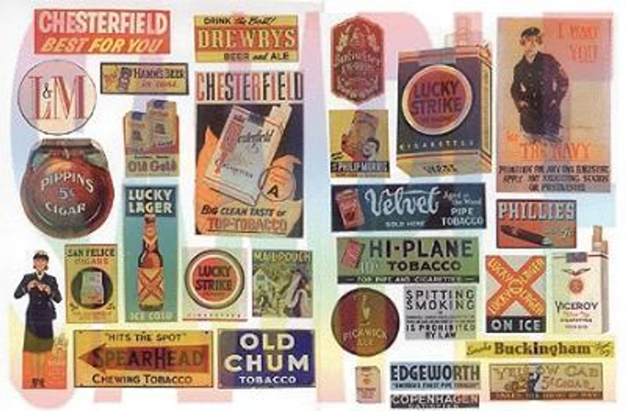 JL Innovative 427 - Vintage Tobacco, Cigar & Beer Signs 1930s-40s (30 Signs) - HO Scale 1 JL Innovative 427 - Vintage Tobacco, Cigar & Beer Signs 1930s-40s (30 Signs) - HO Scale