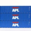 Jacksonville Terminal Co 953039-3 - 53' Ocean Container (3) (MAGNETIC CONNECTION) American President Lines - HO Scale