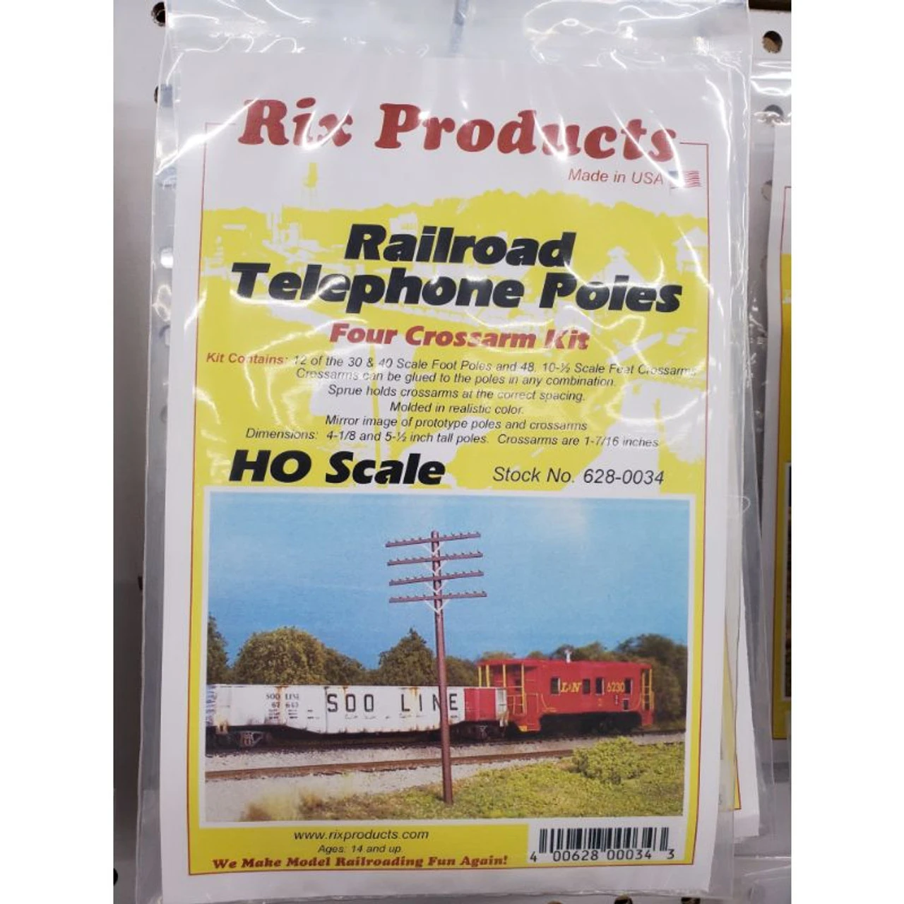 Rix Products 0034 - Railroad Telephone Poles, Four Crossarms Kit (12) - HO Scale Kit 1 Rix Products 0034 - Railroad Telephone Poles, Four Crossarms Kit (12) - HO Scale Kit
