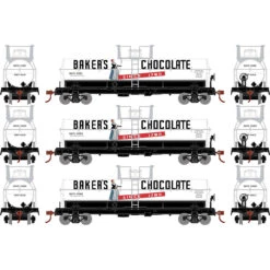 Athearn Roundhouse 72994 - Chemical Tank Car Baker Chocolates (GATX) 31051, 31053, 31060 - HO Scale