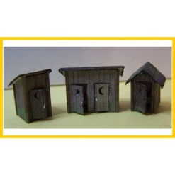 RS Laser 2010 - 3 Outhouses - 1 Double Door 2 Single - HO Scale Kit