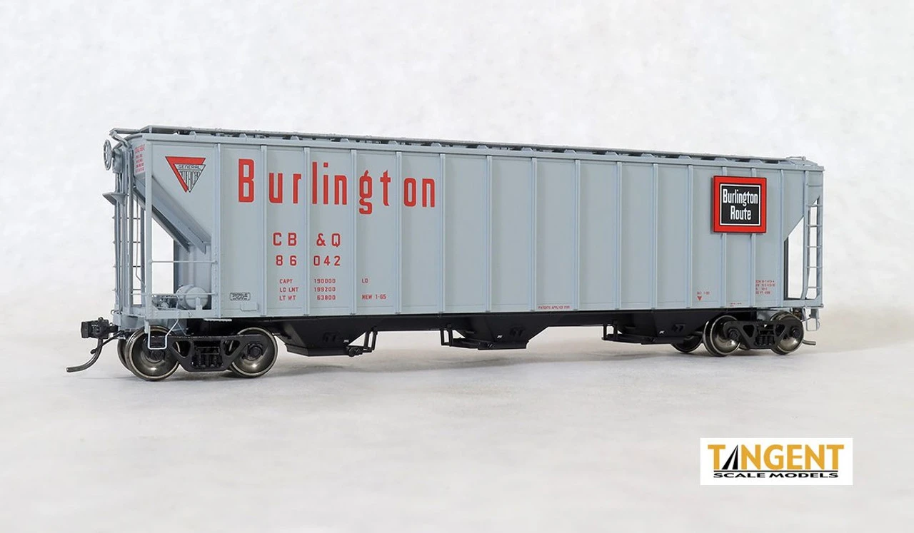 Tangent Scale Models 28011-02 - CB&Q "Delivery Gray 1-1965" GATC 4500 Covered Hopper Chicago, Burlington & Quincy (CB&Q) 85999 - HO Scale 1 Tangent Scale Models 28011-02 - CB&Q "Delivery Gray 1-1965" GATC 4500 Covered Hopper Chicago, Burlington & Quincy (CB&Q) 85999 - HO Scale