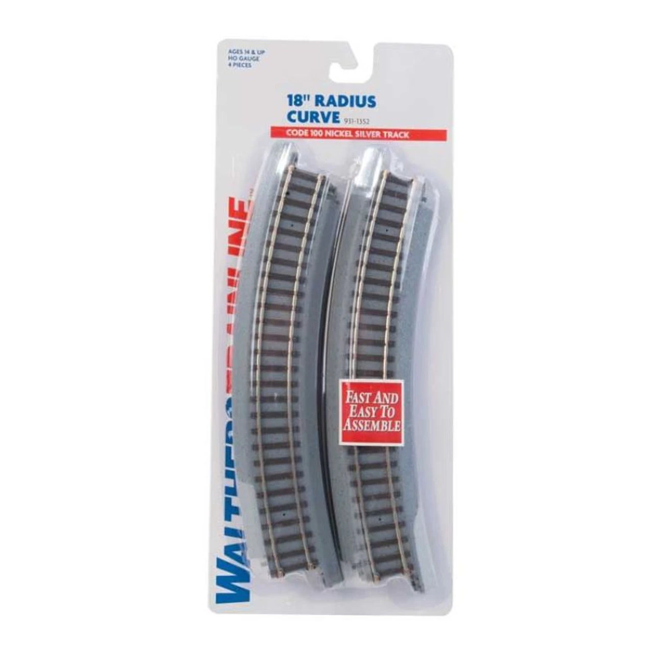 Walthers Trainline 931-1352 - 18" Radius Curve - Power-Loc Track(TM) -- Pkg(4) - HO Scale 1 Walthers Trainline 931-1352 - 18" Radius Curve - Power-Loc Track(TM) -- Pkg(4) - HO Scale