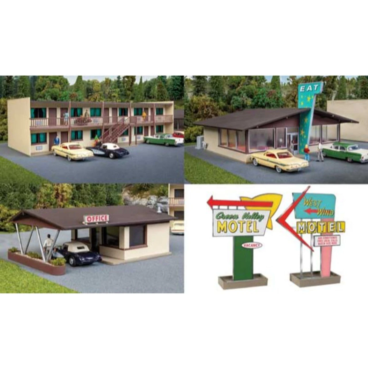Walthers Cornerstone 933-3487 - Vintage Motor Hotel With Office And Restaurant - HO Scale Kit 1 Walthers Cornerstone 933-3487 - Vintage Motor Hotel With Office And Restaurant - HO Scale Kit