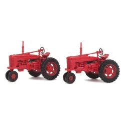 Walthers SceneMaster 949-4160 - Farm Tractor 2-Pack -- Red - HO Scale